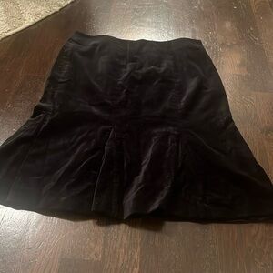 Boden Black Velvet Trumpet Midi Skirt
